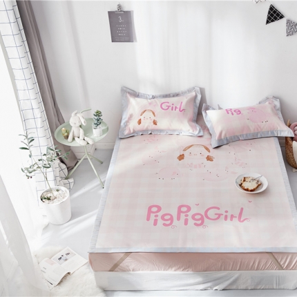 时年家纺 2019新款凉席冰丝席冰露丝印花款 猪猪女孩（2）