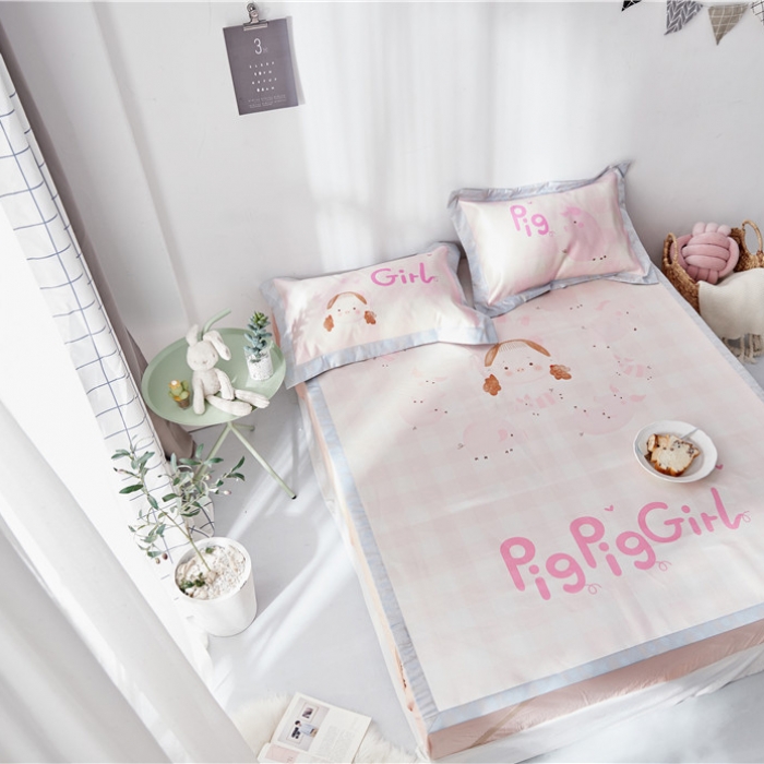 91家纺网 家纺一手货源 找家纺 时年家纺 2019新款凉席冰丝席冰露丝印花款 猪猪女孩（2）