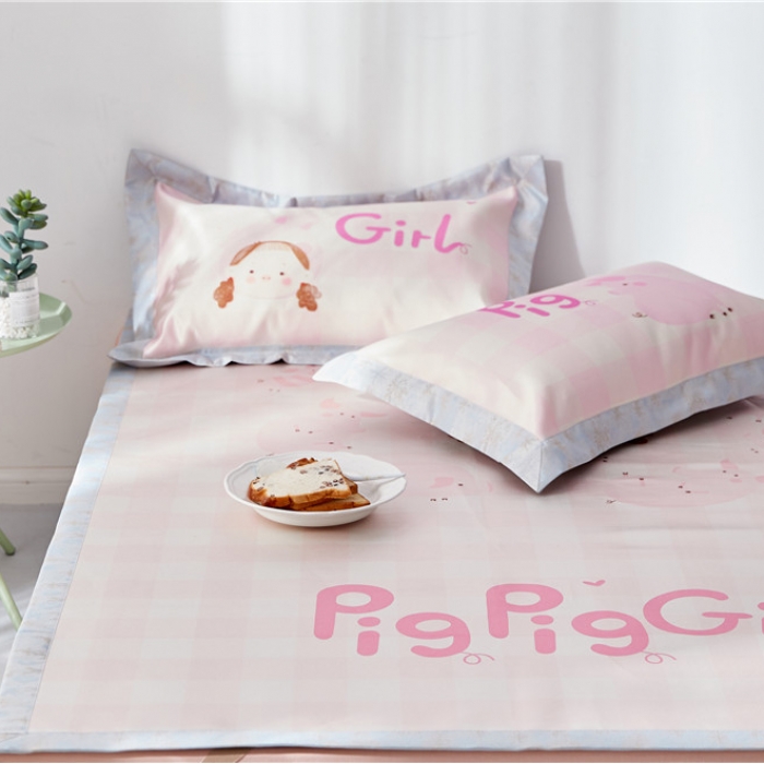 91家纺网 家纺一手货源 找家纺 时年家纺 2019新款凉席冰丝席冰露丝印花款 猪猪女孩（2）