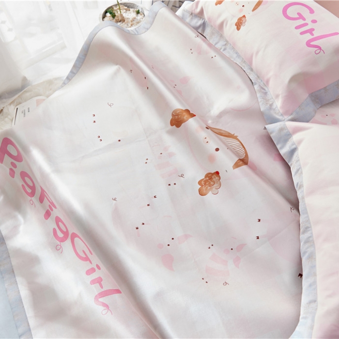 91家纺网 家纺一手货源 找家纺 时年家纺 2019新款凉席冰丝席冰露丝印花款 猪猪女孩（2）