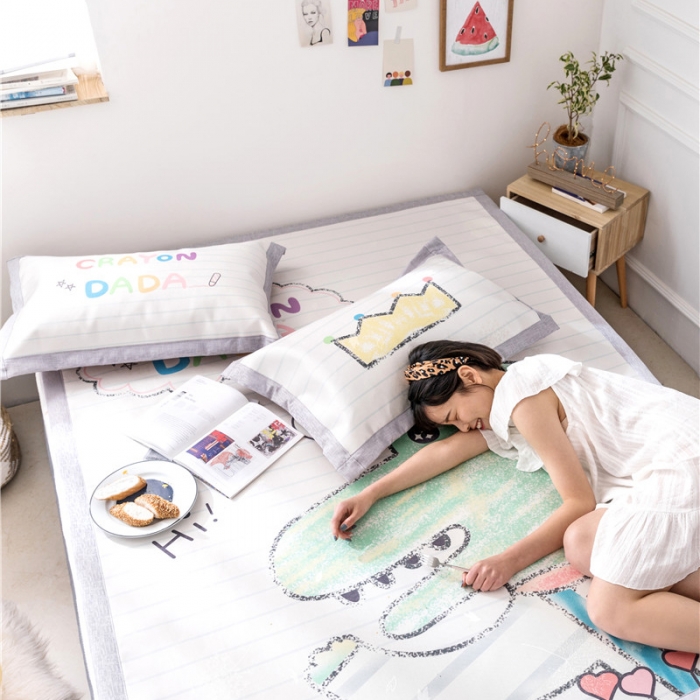 91家纺网 家纺一手货源 找家纺 时年家纺 2019新款凉席冰丝席水洗养生席 鳄鱼国王