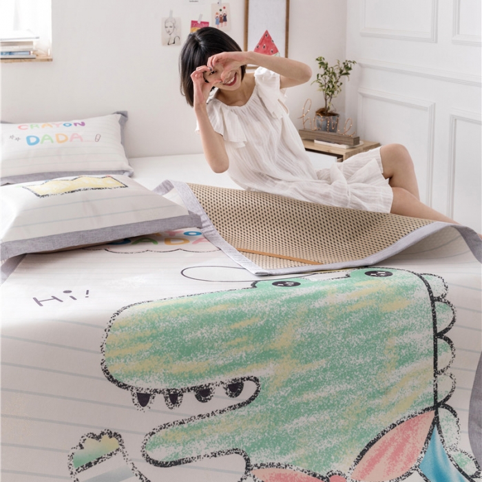 91家纺网 家纺一手货源 找家纺 时年家纺 2019新款凉席冰丝席水洗养生席 鳄鱼国王