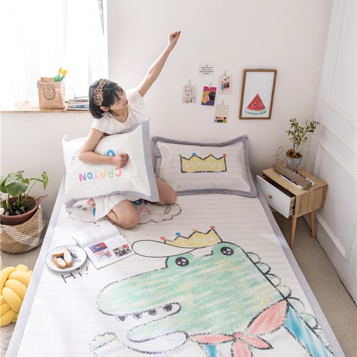 91家纺网 家纺一手货源 找家纺 时年家纺 2019新款凉席冰丝席水洗养生席 鳄鱼国王