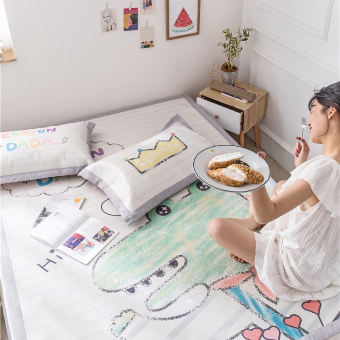 91家纺网 家纺一手货源 找家纺 时年家纺 2019新款凉席冰丝席水洗养生席 鳄鱼国王