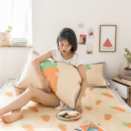 时年家纺 2019新款凉席冰丝席水洗养生席 胡萝卜