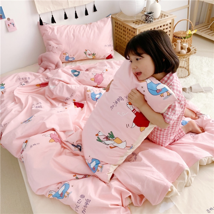 91家纺网 家纺一手货源 找家纺 时年家纺 2019新款全棉小可爱系列四件套 床单款 加油鸭