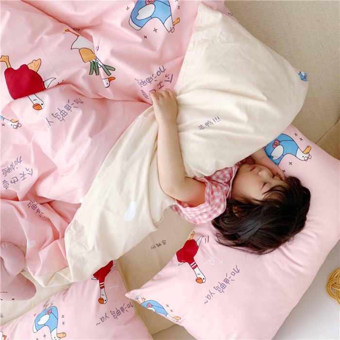 91家纺网 家纺一手货源 找家纺 时年家纺 2019新款全棉小可爱系列四件套 床单款 加油鸭