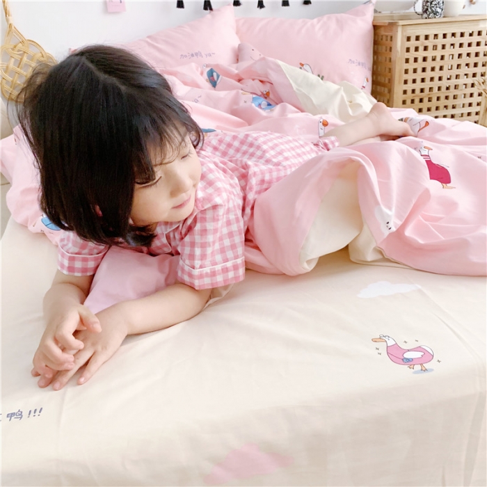 91家纺网 家纺一手货源 找家纺 时年家纺 2019新款全棉小可爱系列四件套 床单款 加油鸭