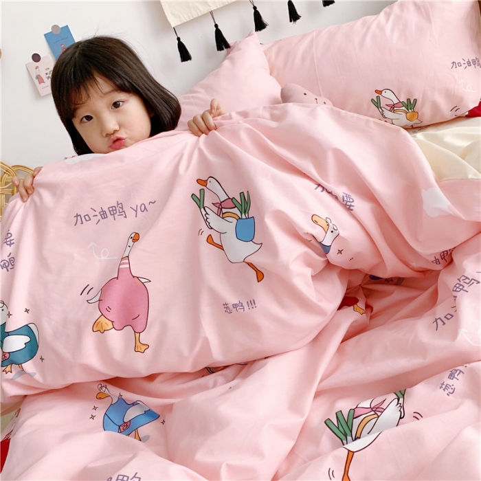 91家纺网 家纺一手货源 找家纺 时年家纺 2019新款全棉小可爱系列四件套 床单款 加油鸭