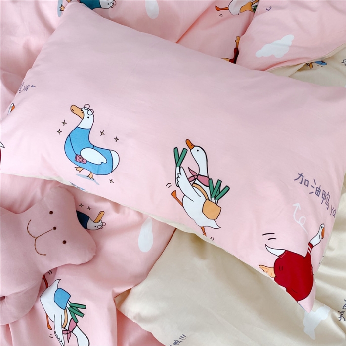 91家纺网 家纺一手货源 找家纺 时年家纺 2019新款全棉小可爱系列四件套 床单款 加油鸭