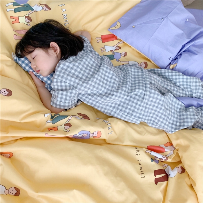 91家纺网 家纺一手货源 找家纺 时年家纺 2019新款全棉小可爱系列四件套床单款 快乐一家人