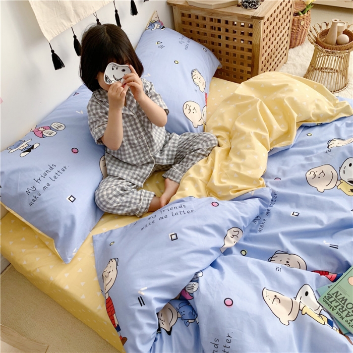 91家纺网 家纺一手货源 找家纺 时年家纺 2019新款全棉小可爱系列四件套 床单款 小伙伴