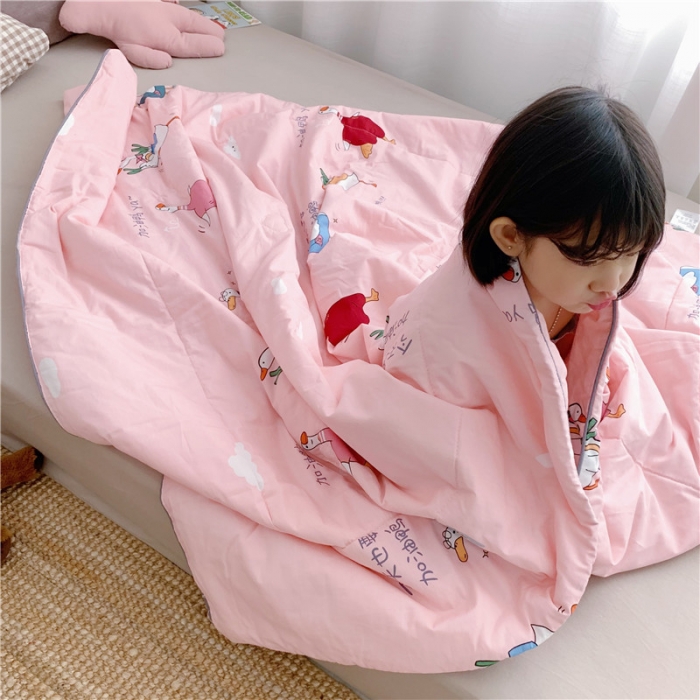 91家纺网 家纺一手货源 找家纺 时年家纺 2019新款全棉羽丝卡通夏被 加油鸭