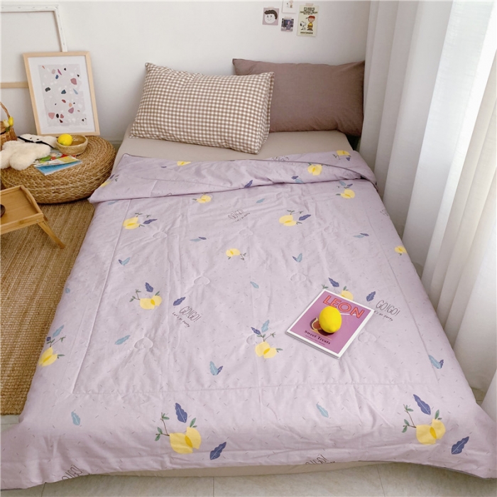 91家纺网 家纺一手货源 找家纺 时年家纺 2019新款全棉羽丝卡通夏被 柠檬
