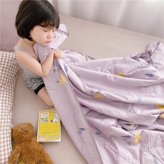91家纺网 家纺一手货源 找家纺 时年家纺 2019新款全棉羽丝卡通夏被 柠檬