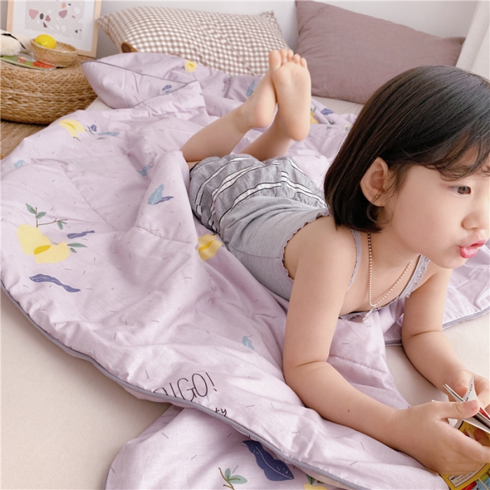 91家纺网 家纺一手货源 找家纺 时年家纺 2019新款全棉羽丝卡通夏被 柠檬