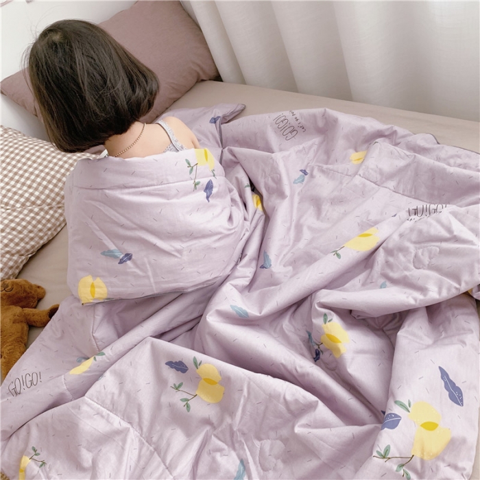 91家纺网 家纺一手货源 找家纺 时年家纺 2019新款全棉羽丝卡通夏被 柠檬