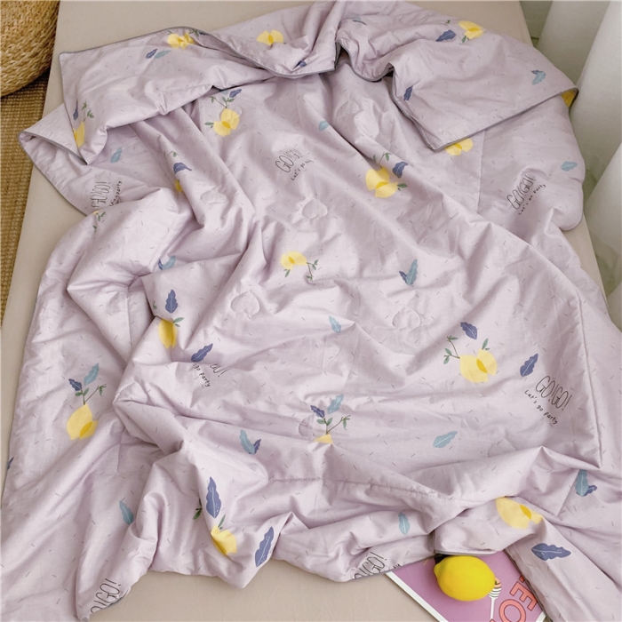 91家纺网 家纺一手货源 找家纺 时年家纺 2019新款全棉羽丝卡通夏被 柠檬