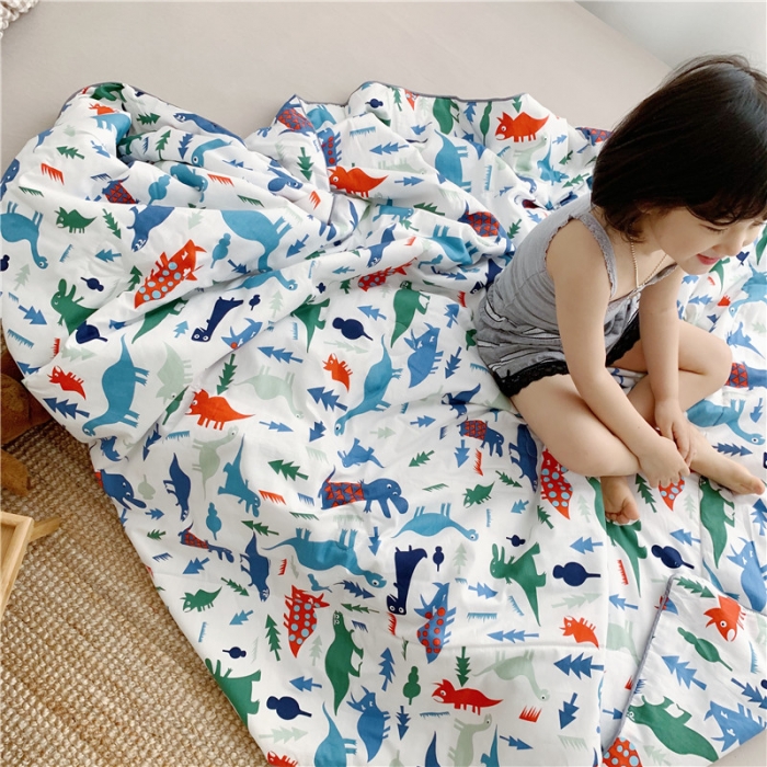 91家纺网 家纺一手货源 找家纺 时年家纺 2019新款全棉羽丝卡通夏被 小小恐龙