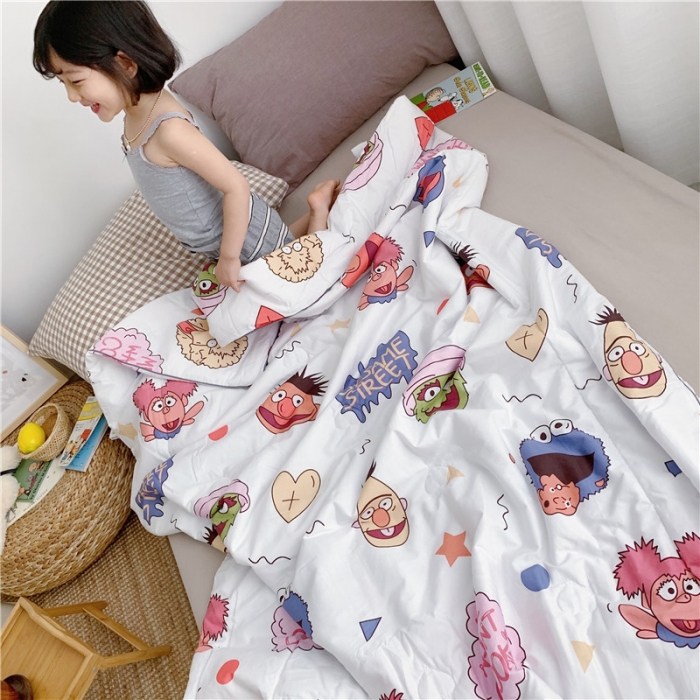 91家纺网 家纺一手货源 找家纺 时年家纺 2019新款全棉羽丝卡通夏被 芝麻宝贝