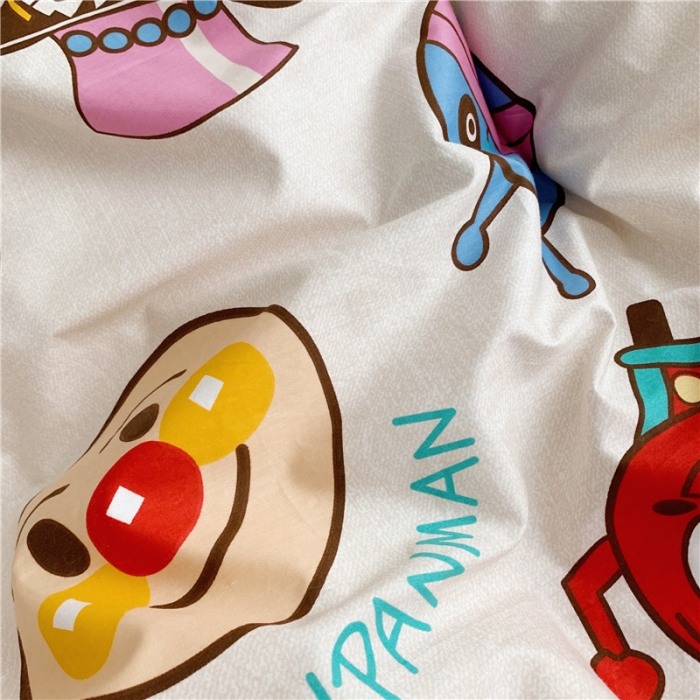 91家纺网 家纺一手货源 找家纺 时年 2021春夏新款嵌绳款全棉四件套 面包超人粉卡通儿童