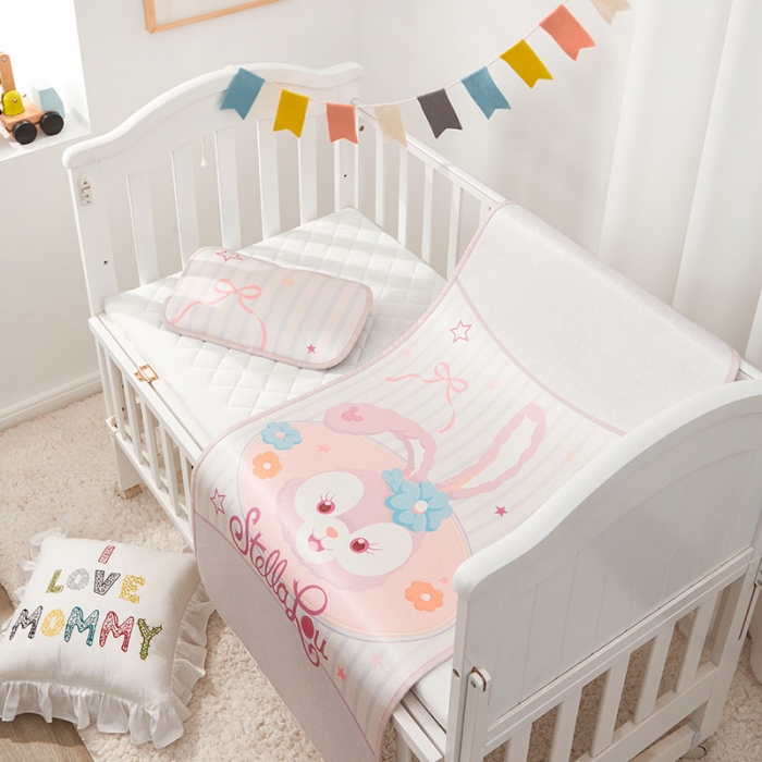 91家纺网 家纺一手货源 找家纺 时年 冰露丝婴童席60*120+枕套（送荞麦枕头）棚拍可爱兔