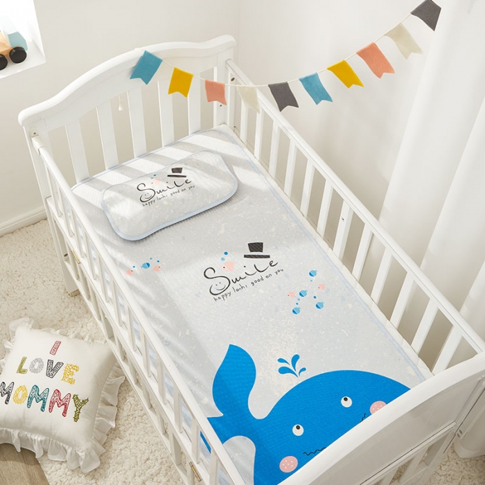 91家纺网 家纺一手货源 找家纺 时年 冰露丝婴童席60*120+枕套（送荞麦枕头）棚拍小鲸鱼