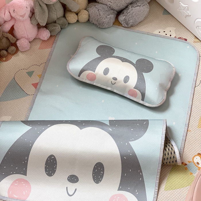 91家纺网 家纺一手货源 找家纺 时年冰露丝婴童席60*120+枕套送荞麦枕头实拍miki男孩