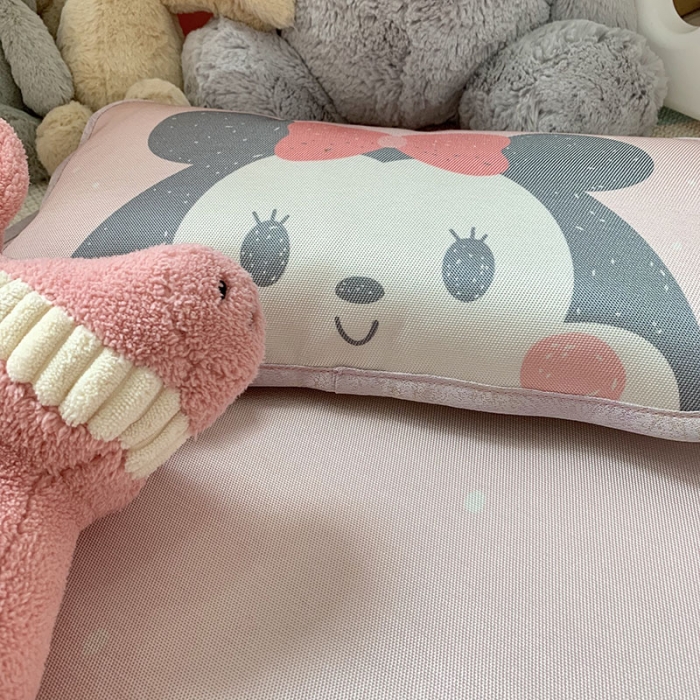 91家纺网 家纺一手货源 找家纺 时年冰露丝婴童席60*120+枕套送荞麦枕头实拍mini女孩