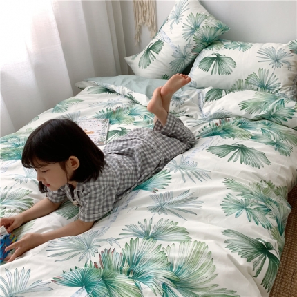 时年 2019全棉小可爱四件套 绿荫