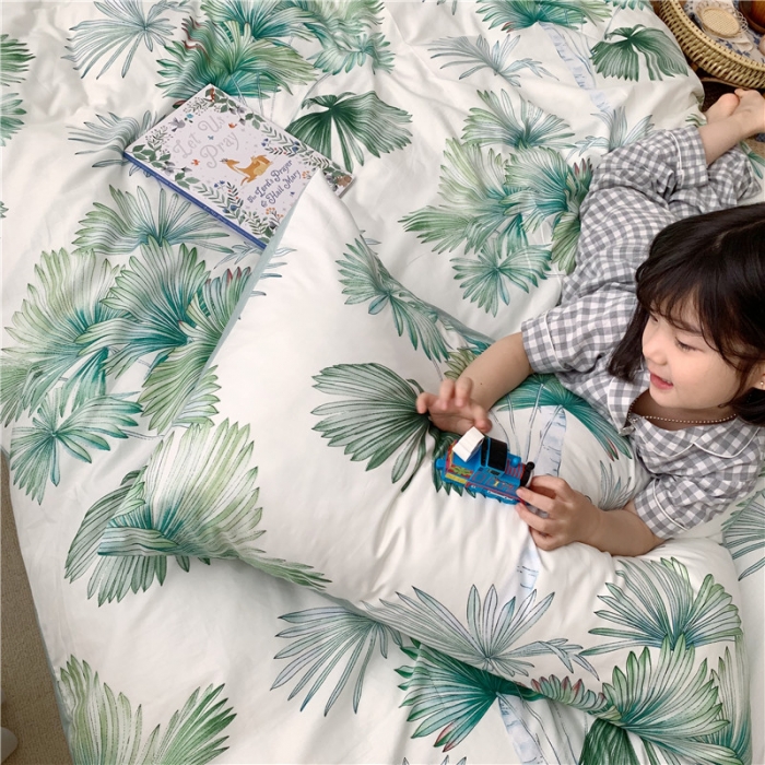 91家纺网 家纺一手货源 找家纺 时年 2019全棉小可爱四件套 绿荫