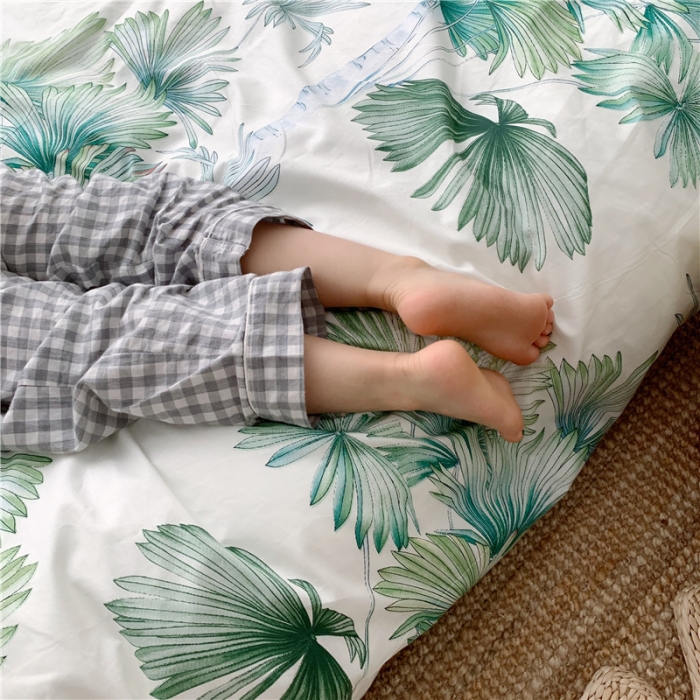 91家纺网 家纺一手货源 找家纺 时年 2019全棉小可爱四件套 绿荫