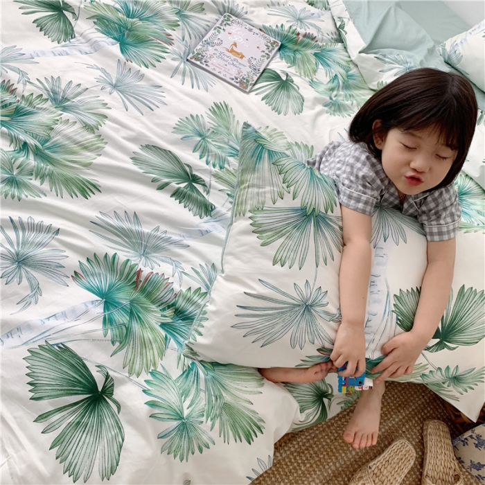 91家纺网 家纺一手货源 找家纺 时年 2019全棉小可爱四件套 绿荫