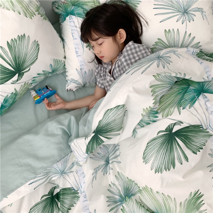 91家纺网 家纺一手货源 找家纺 时年 2019全棉小可爱四件套 绿荫