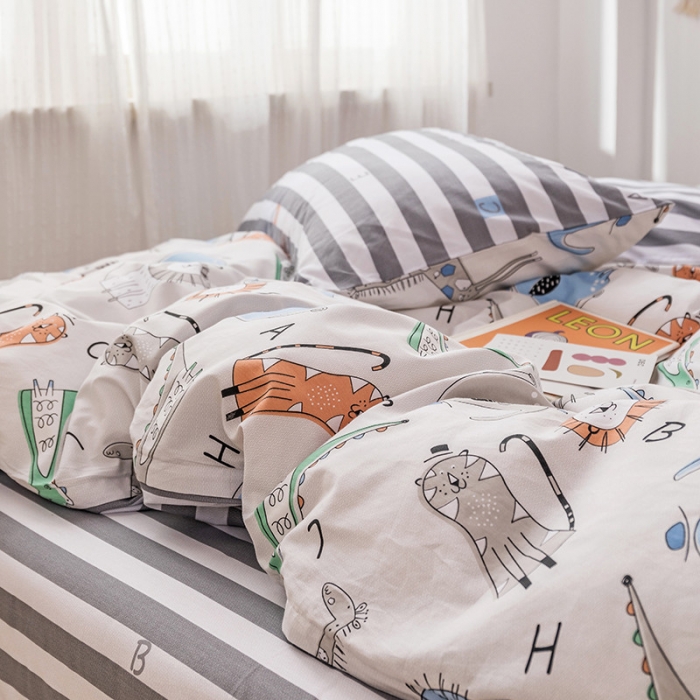 91家纺网 家纺一手货源 找家纺 时年 2019全棉小可爱四件套 动物派对