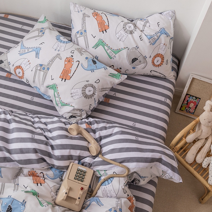 91家纺网 家纺一手货源 找家纺 时年 2019全棉小可爱四件套 动物派对