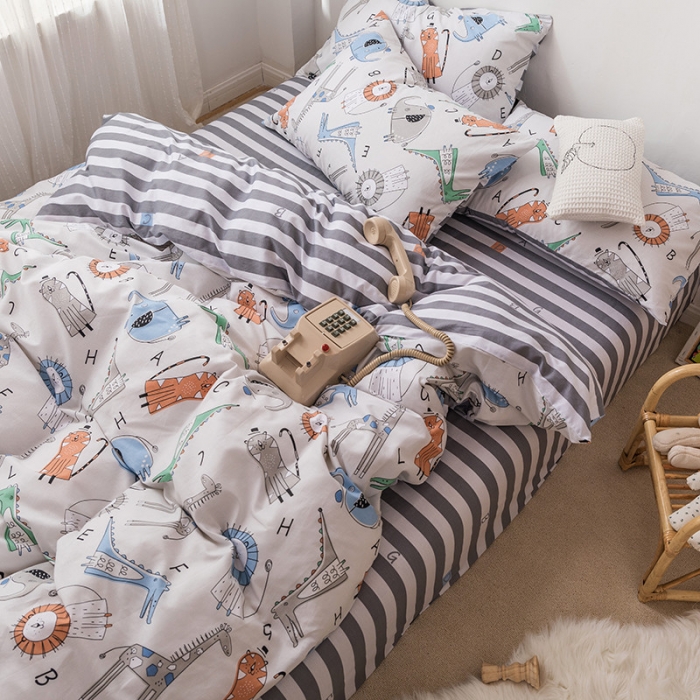 91家纺网 家纺一手货源 找家纺 时年 2019全棉小可爱四件套 动物派对