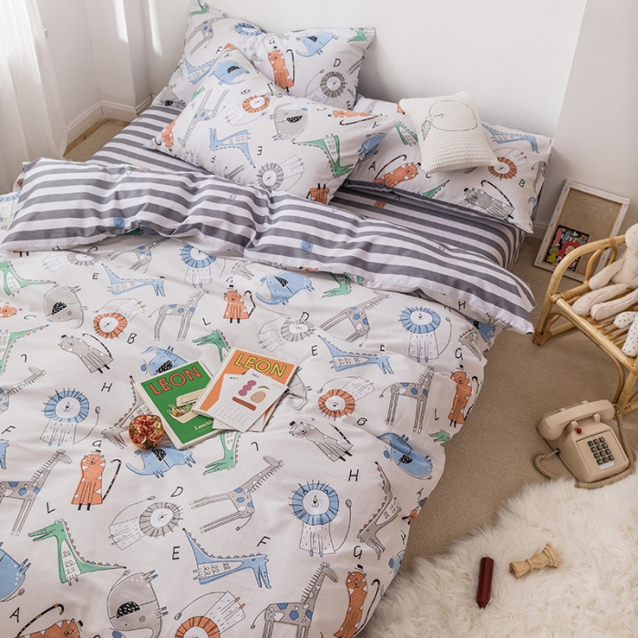 91家纺网 家纺一手货源 找家纺 时年 2019全棉小可爱四件套 动物派对