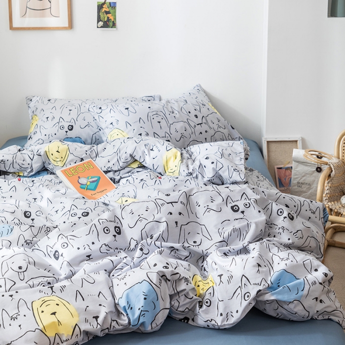 91家纺网 家纺一手货源 找家纺 时年 2019全棉小可爱四件套 狗崽队