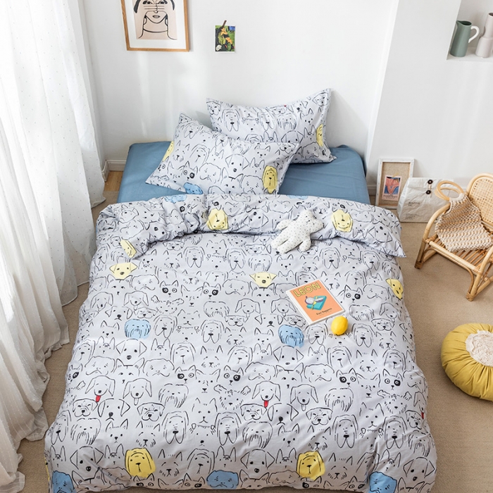 91家纺网 家纺一手货源 找家纺 时年 2019全棉小可爱四件套 狗崽队