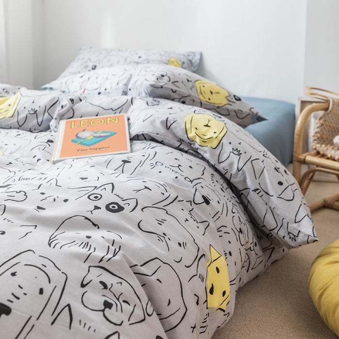 91家纺网 家纺一手货源 找家纺 时年 2019全棉小可爱四件套 狗崽队