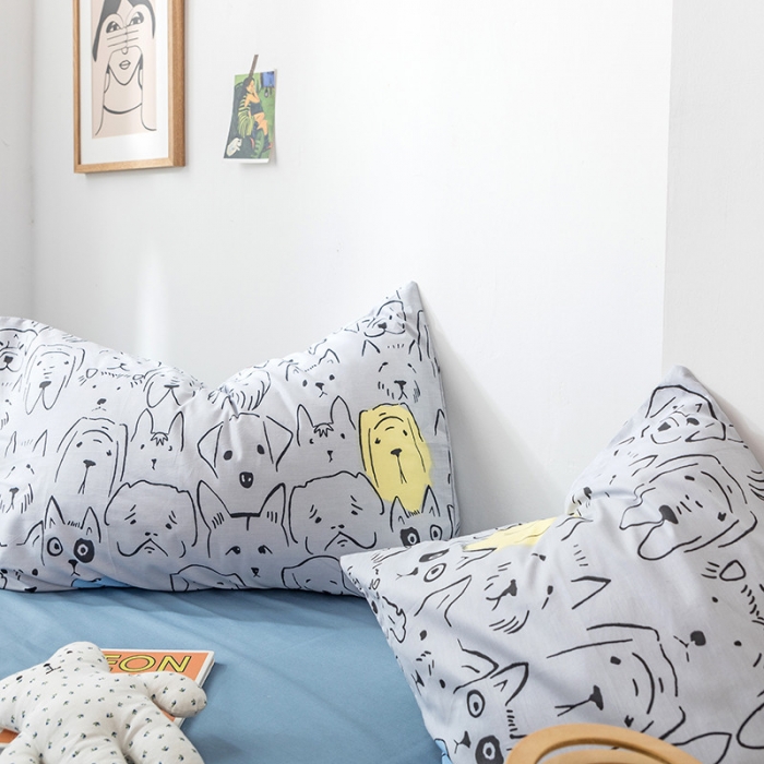 91家纺网 家纺一手货源 找家纺 时年 2019全棉小可爱四件套 狗崽队