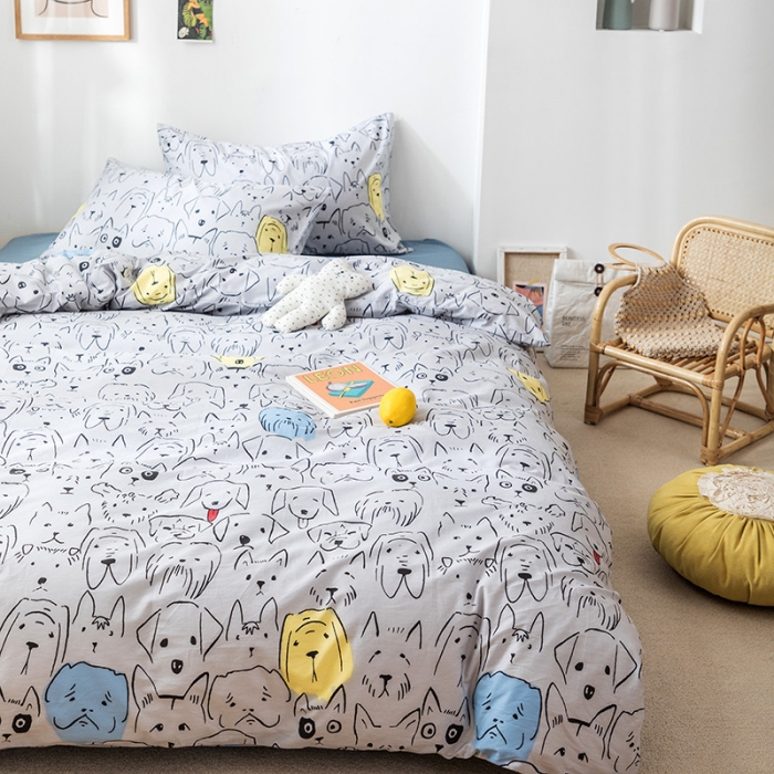 91家纺网 家纺一手货源 找家纺 时年 2019全棉小可爱四件套 狗崽队