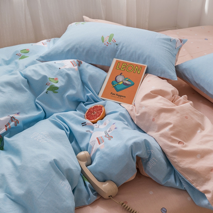 91家纺网 家纺一手货源 找家纺 时年 2019全棉小可爱四件套 酷酷羊驼