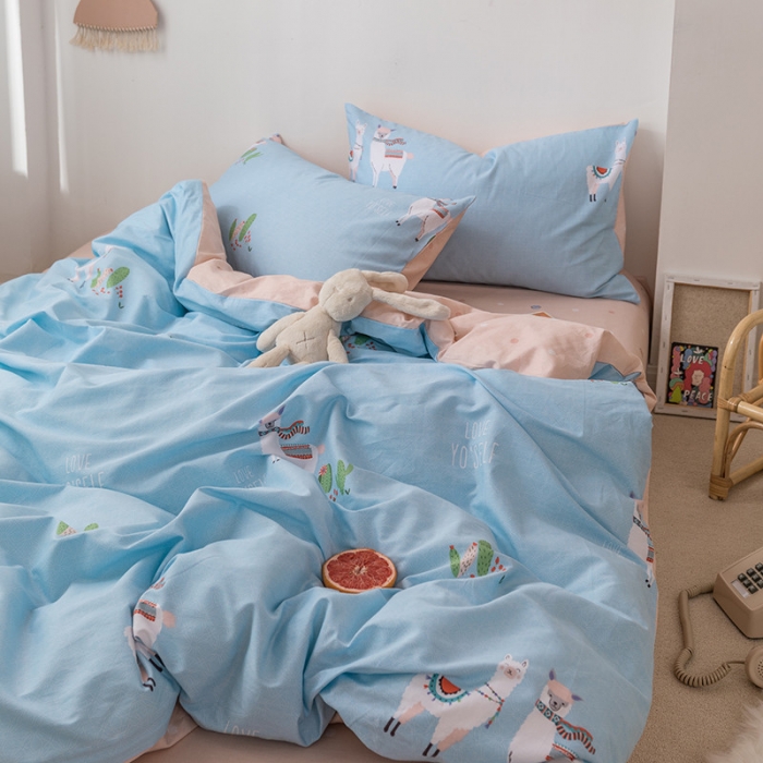 91家纺网 家纺一手货源 找家纺 时年 2019全棉小可爱四件套 酷酷羊驼