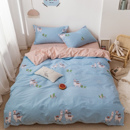 时年 2019全棉小可爱四件套 酷酷羊驼