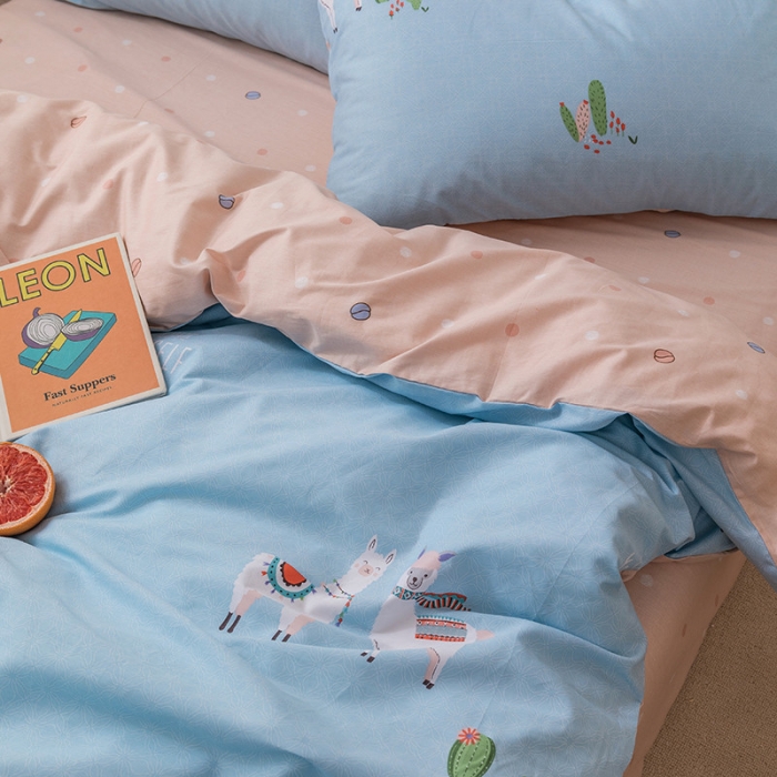 91家纺网 家纺一手货源 找家纺 时年 2019全棉小可爱四件套 酷酷羊驼