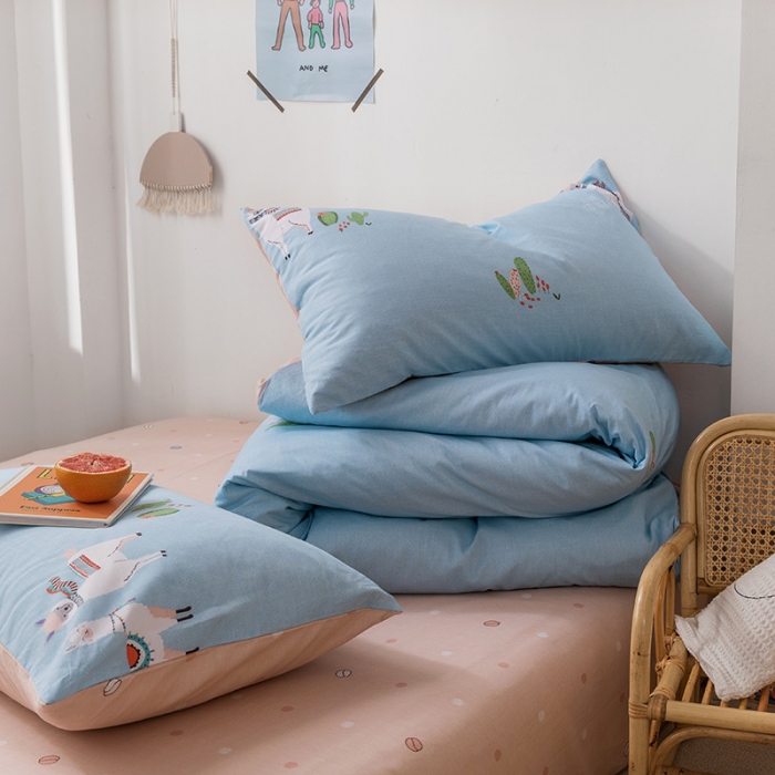 91家纺网 家纺一手货源 找家纺 时年 2019全棉小可爱四件套 酷酷羊驼