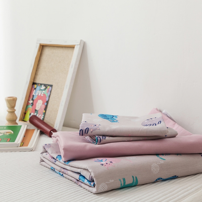 91家纺网 家纺一手货源 找家纺 时年 2019全棉小可爱四件套 猫咪酱