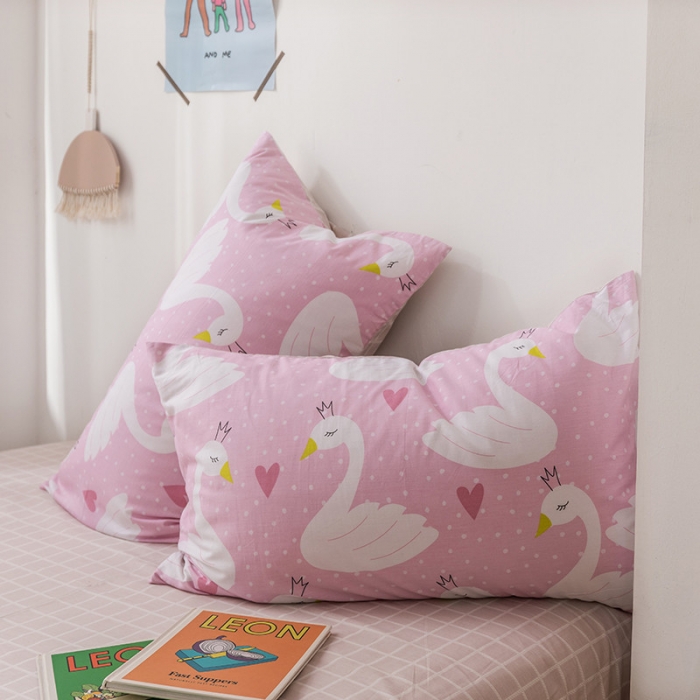 91家纺网 家纺一手货源 找家纺 时年 2019全棉小可爱四件套 天鹅公主